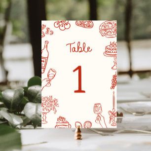 That's Amore Red Illustrated Table Number