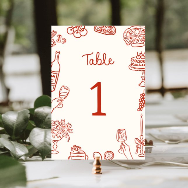 That's Amore Red Illustrated Table Number (Creator Uploaded)