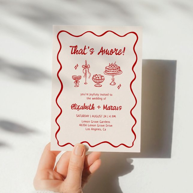 That's Amore! Red Italian Wedding Invitation (Creator Uploaded)