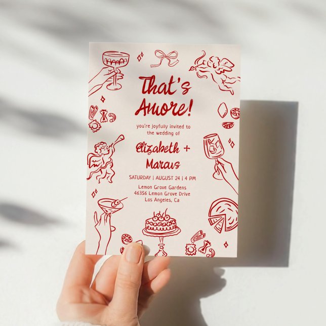 That's Amore! Red Italian Wedding Invitation (Creator Uploaded)