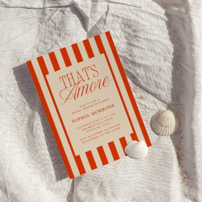 That's Amore Red Stripes Bridal Shower Invitation (Creator Uploaded)