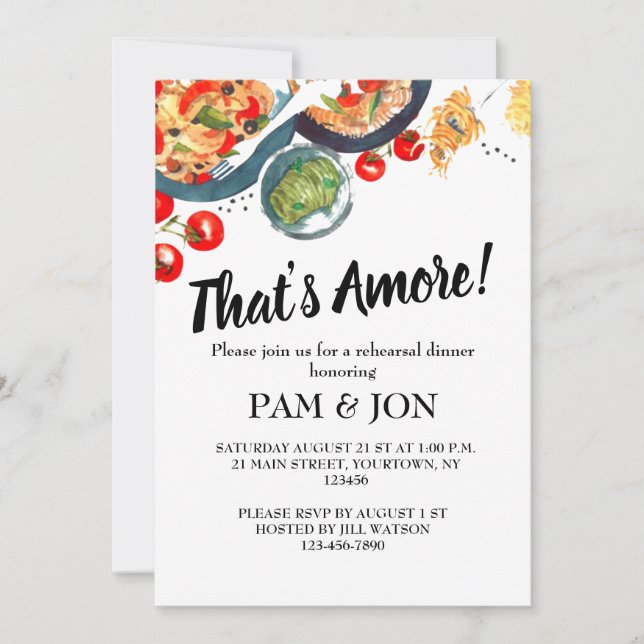That's Amore! Rehearsal Brunch Dinner Invitation (Front)