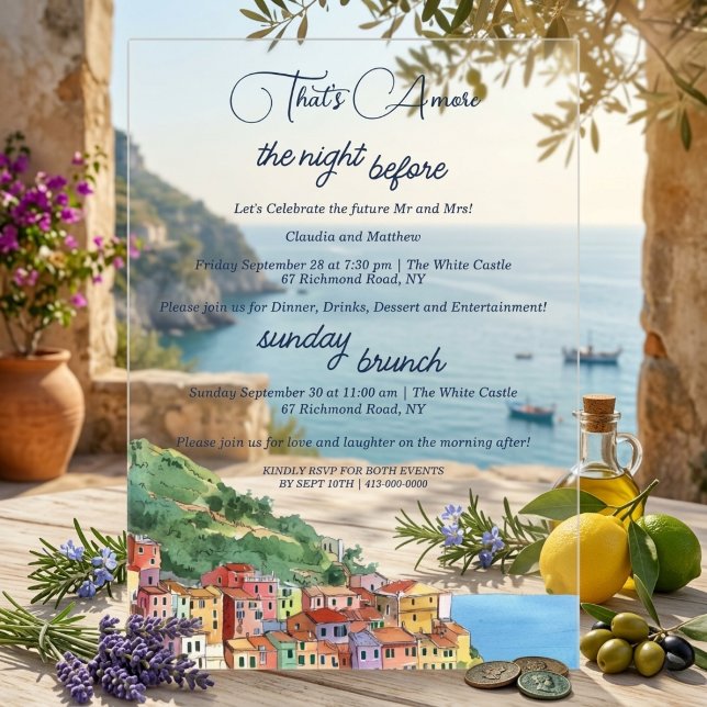 That's Amore Rehearsal Dinner & Sunday Brunch Acrylic Invitations (Creator Uploaded)