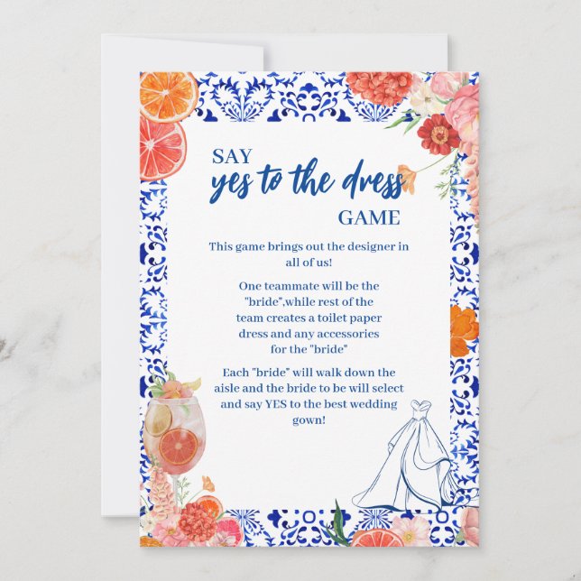 Thats amore shower yes to the dress game card (Front)