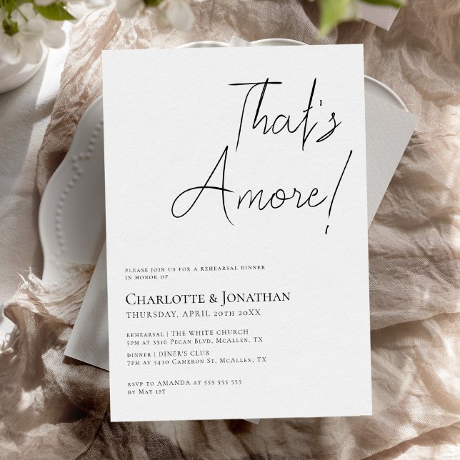 That's Amore Simple Minimalist Rehearsal Dinner Invitation (Creator Uploaded)