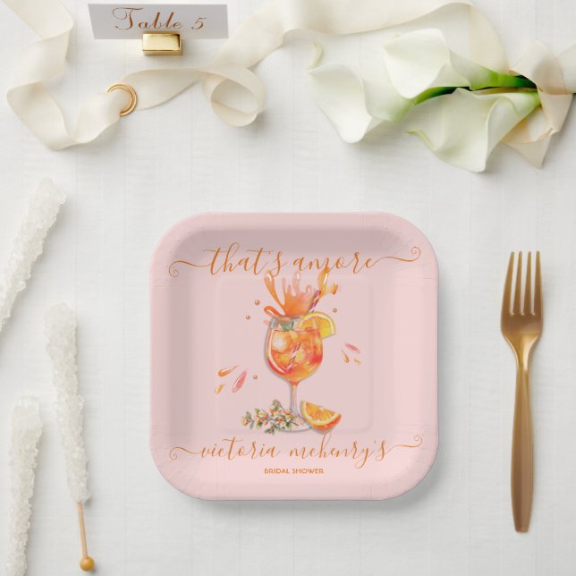 That's Amore Spritz Bridal Shower Paper Plate (Wedding)