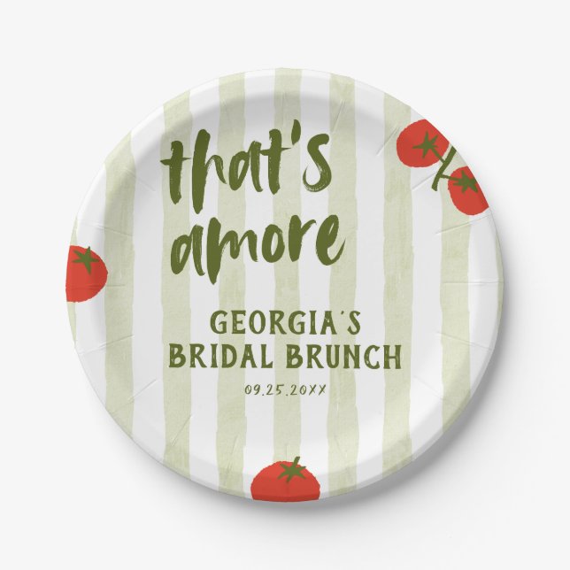 That's Amore Tomato Bridal Shower Paper Plate (Front)