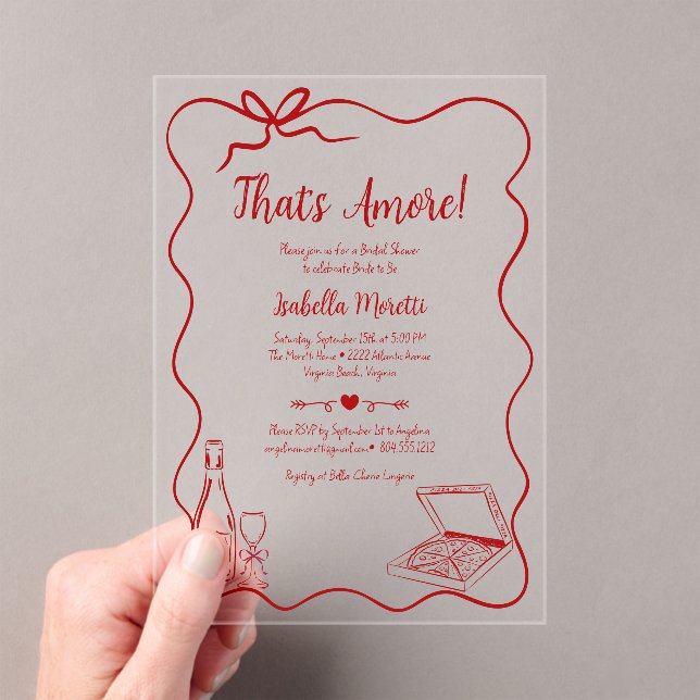 That's Amore Whimsical Hand Drawn Bridal Shower Acrylic Invitations (Insitu (Handheld))