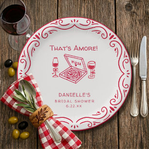 That's Amore Whimsical Hand Drawn Bridal Shower Paper Plate