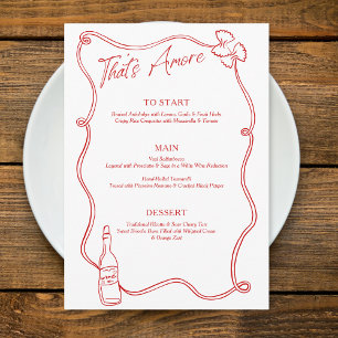 That's Amore Whimsical Hand Drawn Chic Italian Red Menu