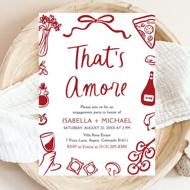 That's Amore Whimsical Italian Engagement Party Invitation (Watercolor That's Amore Whimsical Italian Engagement Party Invitation)