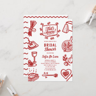 That's Amore Whimsical Pasta Bridal Shower Invitation