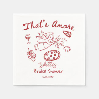  That's Amore Whimsical Red Hand Drawn Italian  Napkin