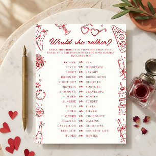 That's Amore Would She Rather Bridal Shower Game