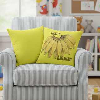 That's Bananas Funny Yellow Cotton Throw Pillow