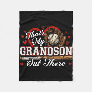That's grandson out there women baseball grandma fleece blanket