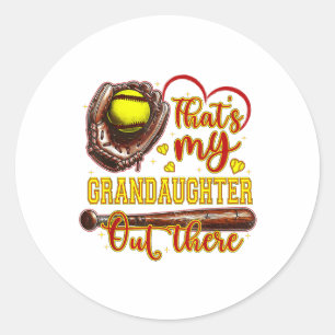 Thats My Granddaughter Out There Softball Grandma Classic Round Sticker