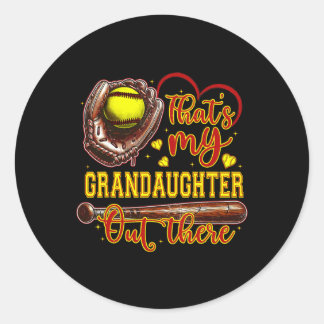 That's My Granddaughter Out There Softball Grandma Classic Round Sticker