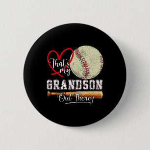 That's My Grandson Out There Baseball Grandma Moth 6 Cm Round Badge