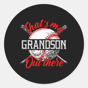 That's My Grandson Out There Baseball Grandma Moth Classic Round Sticker