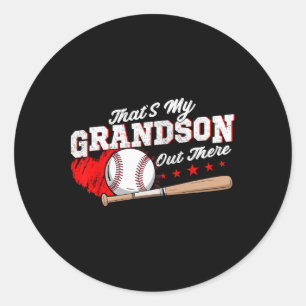 That's My Grandson Out There Baseball Grandma Moth Classic Round Sticker