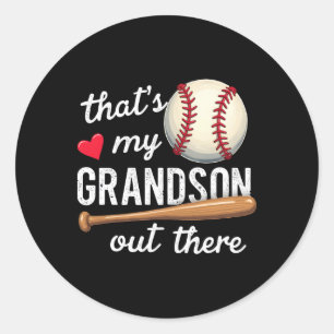 That's My Grandson Out There Baseball Grandma Moth Classic Round Sticker