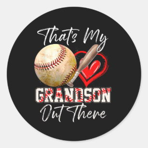 That's My Grandson Out There Baseball Grandma Moth Classic Round Sticker