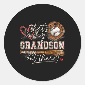 That's My Grandson Out There Baseball Grandma Moth Classic Round Sticker