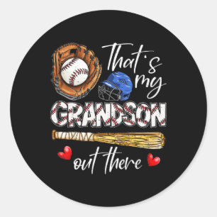 That's My Grandson Out There Baseball Grandma Moth Classic Round Sticker