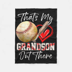 That's My Grandson Out There Baseball Grandma Moth Fleece Blanket