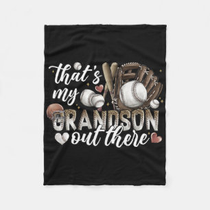 That's My Grandson Out There Baseball Grandma Moth Fleece Blanket