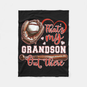 That's My Grandson Out There Baseball Grandma Moth Fleece Blanket