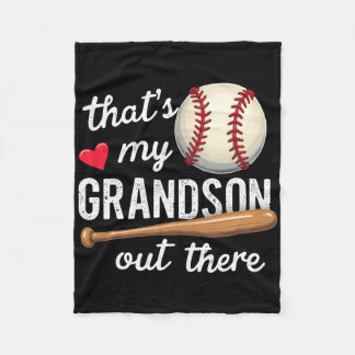That's My Grandson Out There Baseball Grandma Moth Fleece Blanket