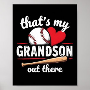 That's My Grandson Out There Baseball Grandma Moth Poster