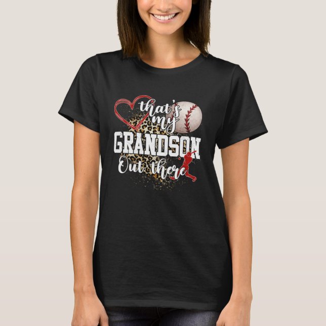 That's My Grandson Out There Baseball Grandma Moth T-Shirt (Front)