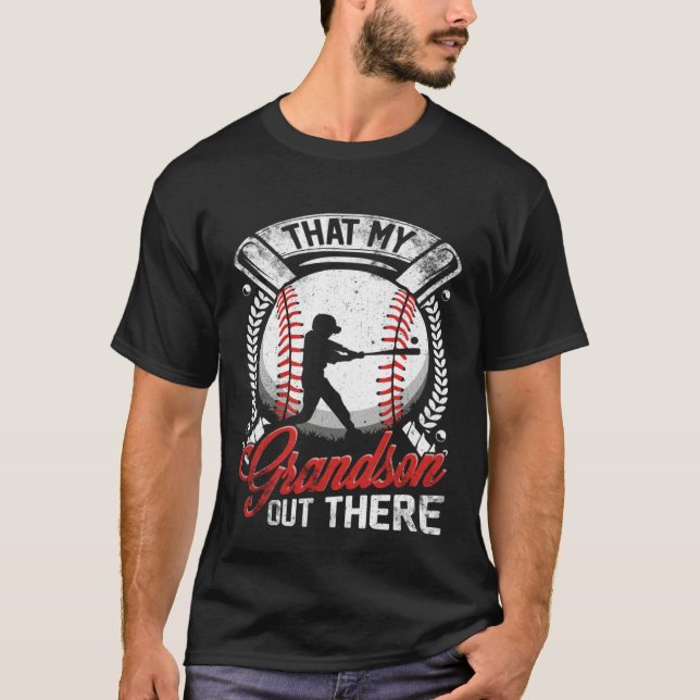 That's My Grandson Out There Baseball Grandma Moth T-Shirt (Front)