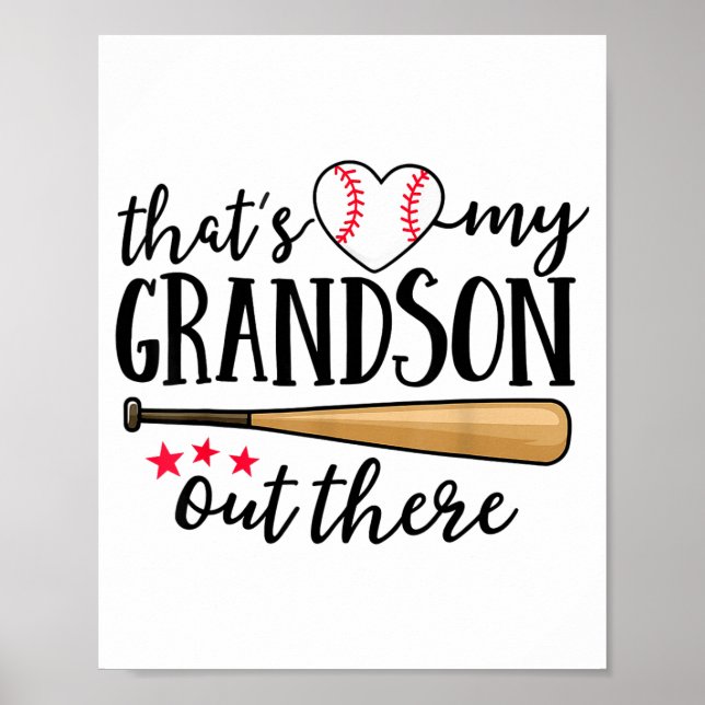 That's My Grandson Out There Baseball Grandma Squa Poster (Front)