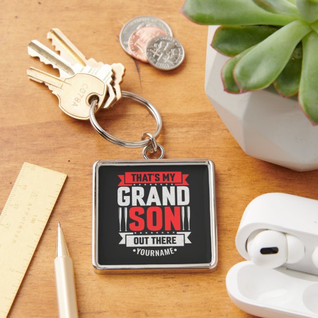 That's My Grandson Out There Baseball Key Ring (Desk)