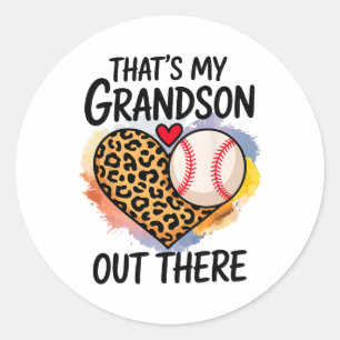 That's My Grandson Out There Bysebyll Grandma Moth Classic Round Sticker