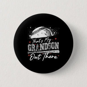 That's My Grandson Out There Grandma Baseball Moth 6 Cm Round Badge