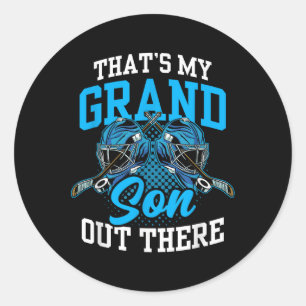 That's My Grandson Out There Ice Hockey Athlete Sp Classic Round Sticker