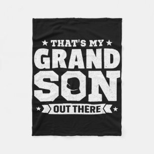 That's My Grandson Out There Kickboxing Grandparen Fleece Blanket