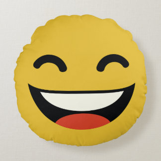 that's one happy dude emoji round cushion