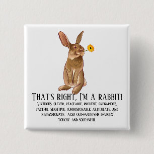 That's right, I'm a rabbit! 15 Cm Square Badge