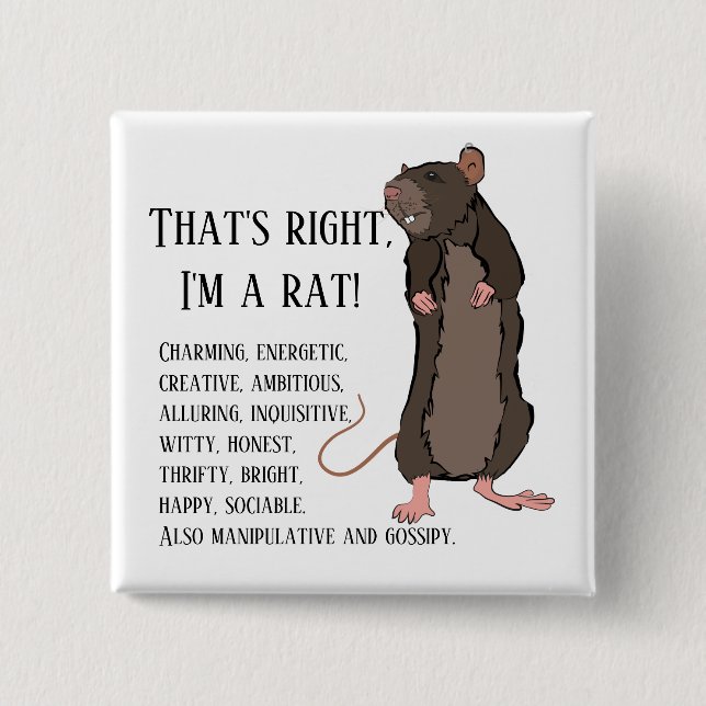 That's right, I'm a rat! 15 Cm Square Badge (Front)