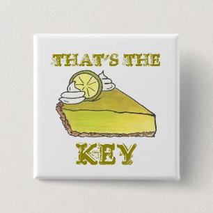 That's The Key Florida Green Lime Pie Slice Piece 15 Cm Square Badge