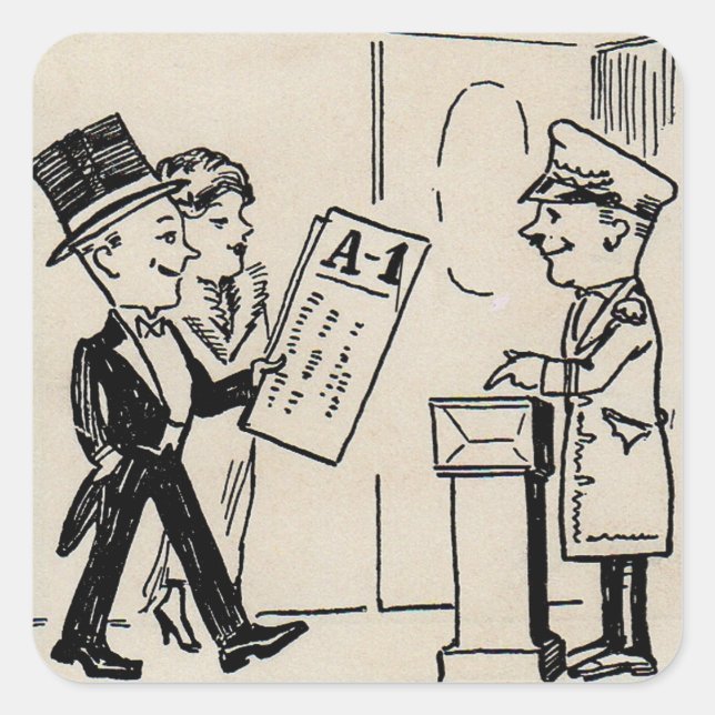 That's the Ticket - 1920s theatre cartoon Square Sticker (Front)