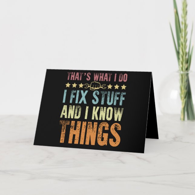 That's What I Do I Fix Stuff Funny Mechanic Thank You Card (Front)
