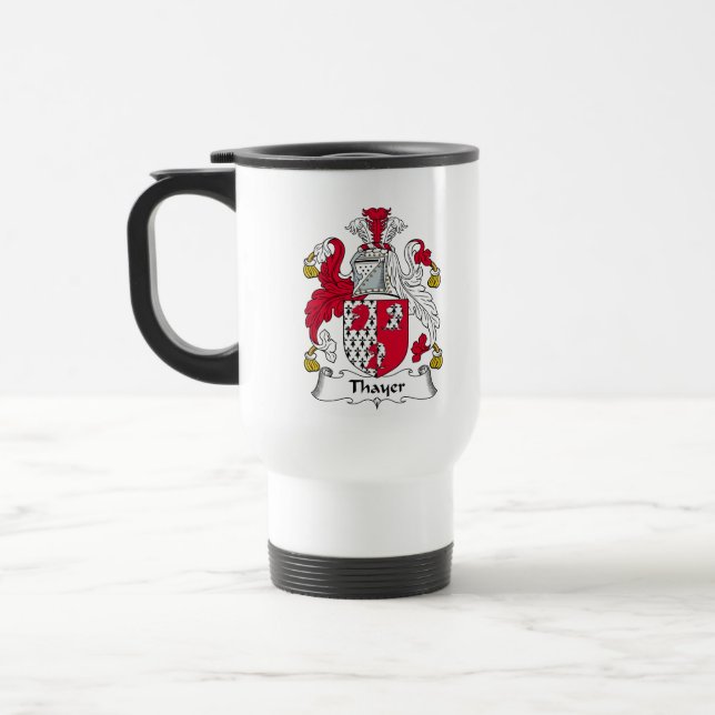 Thayer Family Crest Travel Mug (Left)
