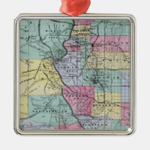 Thayer's Map of Colorado Metal Ornament